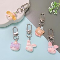 Porte-clés Têtes d'Animaux 100 Pièces/Lot Adorables Animaux Kawaii Chien Chat Ours Lapin Pendentifs Suspendus pour Cadeaux de Fête d'Anniversaire