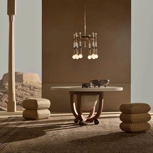 Lustre Millie, laiton moderne du milieu du siècle avec des perles de <span class=keywords><strong>porcelaine</strong></span>, douilles, éclairage suspendu pour salle à manger ou foyer - Product Image 2