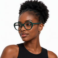 WXA21049 2026 Lunettes optiques ovales œil-de-chat à monture complète, motif uni, tendance, en stock, pour femmes adultes, durables et légères