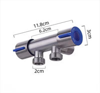 Vanne d'angle bidirectionnelle en acier inoxydable adaptateur en T poignée de robinet Shattaf bidet de toilette d'arrêt d'eau pour application de salle de bain
