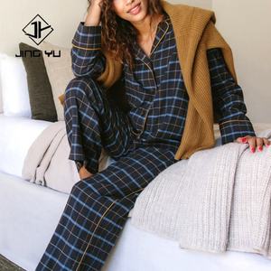 Manufacturer Design Winter Warm Holiday Custom 100% Cotton Plaid <b>Pajama</b> Set <b>Christmas</b> <b>Pajamas</b> Women - Product Image 1