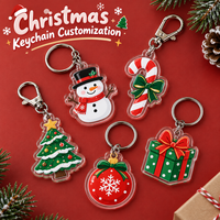 Porte-clés de Noël personnalisés en acrylique, rennes, sapins, bâtons de sucre, vente en gros, fabricant OEM, fournisseur d'usine, cadeaux de fêtes, emballage
