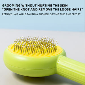 Spazzola per toelettatura animali domestici stile carino, pettine in acciaio inossidabile per la rimozione del pelo di cani, spazzola districante per gatti, spazzola autopulente per cani - Product Image 4