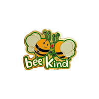 Épinglette en émail dur personnalisée avec citation 'Bee Kind' et motif abeille amical, pour fabricant OEM, destinée aux articles promotionnels