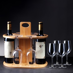 Porte-verres à vin suspendu en bois au design moderne avec ornements, support portable pour verres à pied long, pour l'extérieur, support à verres à l'envers - Product Image 3