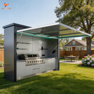Cuisine extérieure moderne en acier résistant aux intempéries avec armoires de barbecue modulaires, <span class=keywords><strong>four</strong></span> et ensemble de cuisine personnalisé - Product Image 1