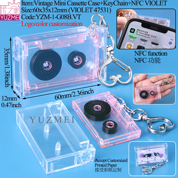 G08B Mini Cassette Case Violet With NFC