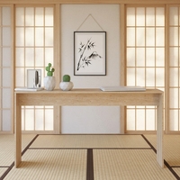 Bureau console en bois naturel avec hauteur réglable