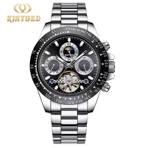 Montre automatique mécanique pour homme KINYUED, livraison directe, calendrier hebdomadaire, phases de lune, étanche 3BAR, affichage lumineux, luxe et mode. - Product Image 2