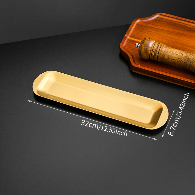 Gold-plated stainless steel medium-sized long tray