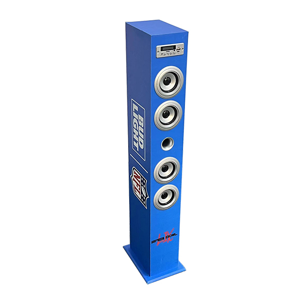 2024 BSCI QIMA Factory Floor Standing Wood Cabinet Tower Speaker Home Theater Wireless Battery Powered 2.0 Channel 5-10W Output