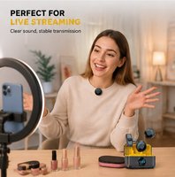 Microphone Lavalier Sans Fil 2.4G à Réduction de Bruit avec Double Émetteur et Boîtier de Charge Portable Type C pour iPhone, Android, Appareil Photo et Diffusion en Direct