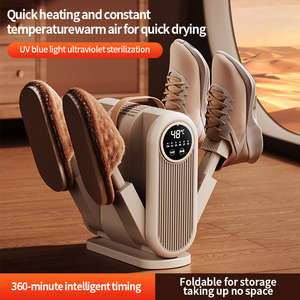 Séchoir à chaussures électrique portable et pliable à 4 bras pour la maison et le dortoir, avec lumière UV désodorisante et séchage rapide, avec minuterie - Product Image 4