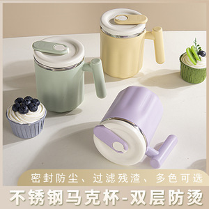Stainless Steel Tumbler Double Wall Insulated With Lid Tea Strainer Office Cup For Adults - Product Image 2