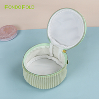 Fondofold CK0233 étui cosmétique de forme ronde en velours côtelé personnalisé pochette d'huile essentielle de voyage Portable avec fermeture éclair pour les femmes