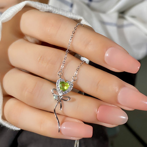 S925 sterling silver Ocean Heart <b>necklace</b> for women Natural crystal stone pendant with <b>delicate</b> mosaic wholesale - Product Image 4