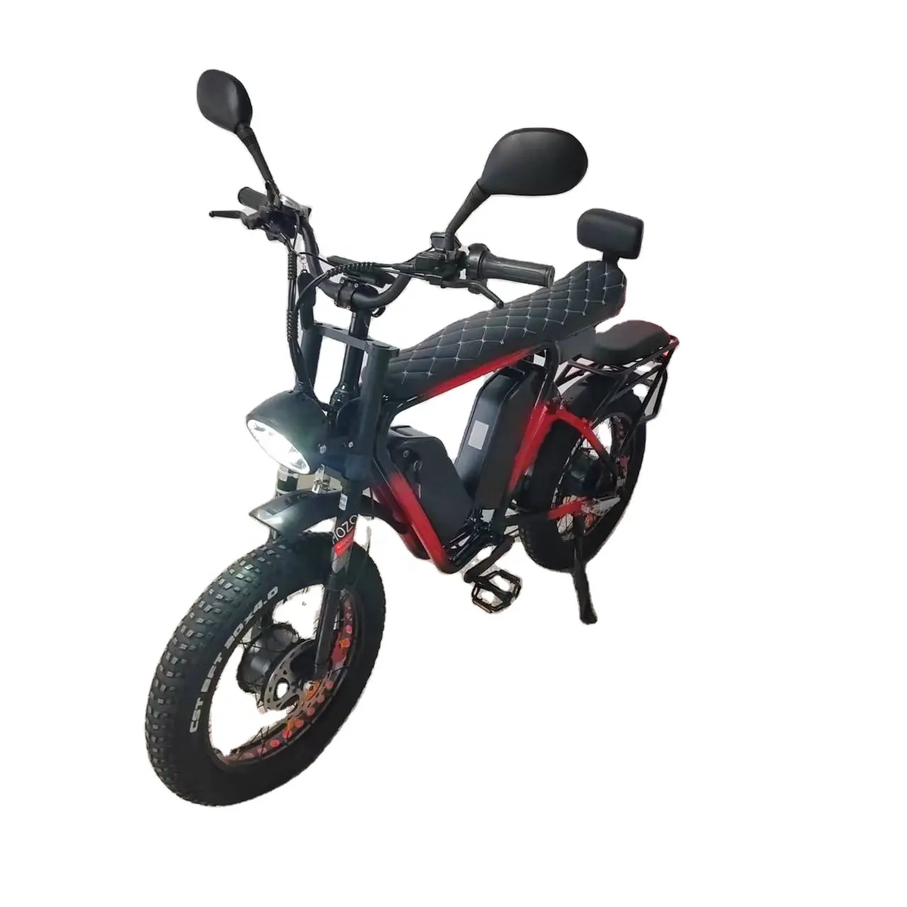 52V Electric Bike Dual Motor 2000W Dual Battery 44Ah Hydraulic Brake Full Suspension Long Seat Aluminum Frame