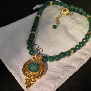 Vintage Unisex Pendant <b>Necklace</b> With Chain Natural Stone Real Gold Plating High-End AN061170 High-End Look Offers a Luxurious an - Product Image 3