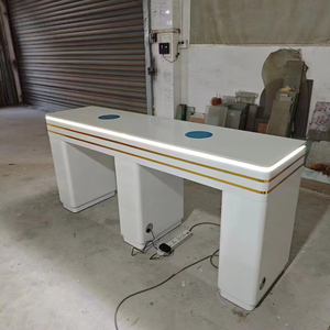 Mesa de manicura de almacenamiento <span class=keywords><strong>multicapa</strong></span> moderna personalizable, muebles de salón de uñas de lujo con <span class=keywords><strong>colector</strong></span> de polvo en salón de belleza, Spa de uñas - Product Image 4