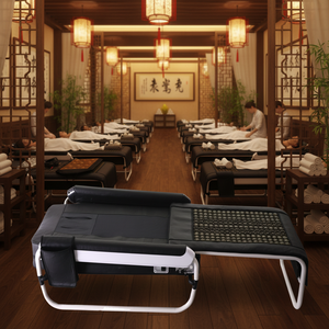 Lit <span class=keywords><strong>de</strong></span> massage thérapeutique en jade chauffant, fabrication chinoise directe d'usine, lit <span class=keywords><strong>de</strong></span> relaxation chauffant pour soins <span class=keywords><strong>de</strong></span> santé V6, vente en gros - Product Image 1