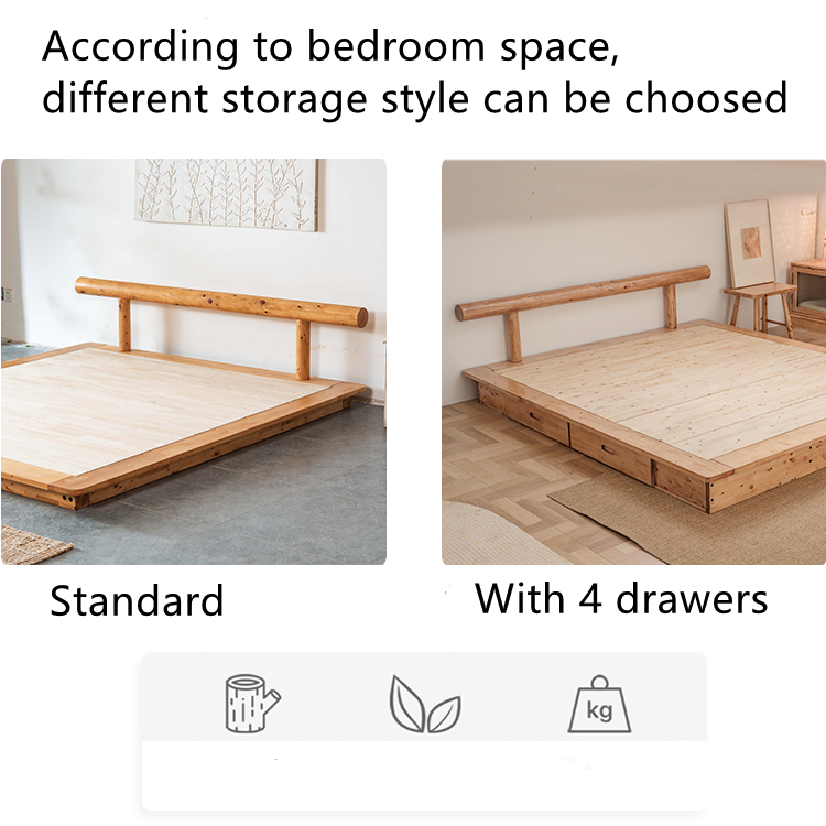Factory Price Bedroom Furniture Japanese Platform Bed  Solid Wooden Tatami Bed Wholesale