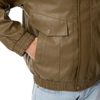 Veste en cuir classique pour homme, coupe régulière, col montant, style minimaliste, Cafe Racer