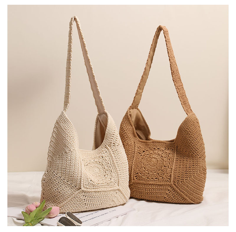 al por mayor crochet bolsas de rafia elegante para estilos