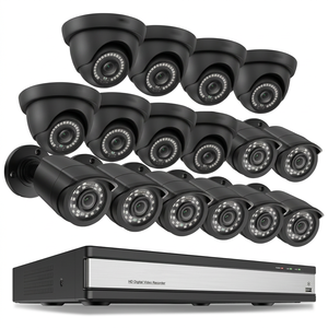 Kit de Vigilancia de Seguridad con Cable Coaxial AHD de 1080P y 16 Canales, Sensores CMOS, NVR, Cámaras HD con Visión Nocturna Infrarroja para el Hogar - Product Image 1