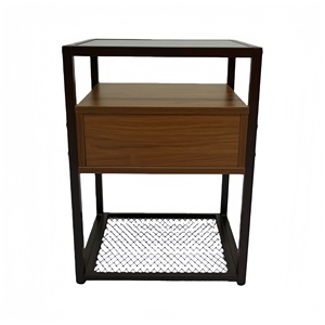 <span class=keywords><strong>Tavolino</strong></span> Laterale Multifunzionale ZIRI Moderno con Struttura in Metallo, Cassetto in <span class=keywords><strong>Legno</strong></span> e Pannello in <span class=keywords><strong>Vetro</strong></span> per Soggiorno - Product Image 5
