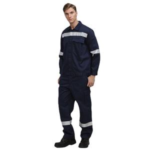 Ensemble de vêtements de travail en coton bleu marine pour atelier d'usine, vêtements de sécurité avec bandes réfléchissantes personnalisables - Product Image 3