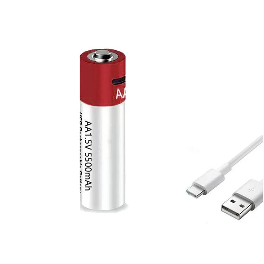 Precio de fábrica Nueva batería de iones de litio recargable AA USB 1,5 V AA 5500mAh Batería de voltaje constante