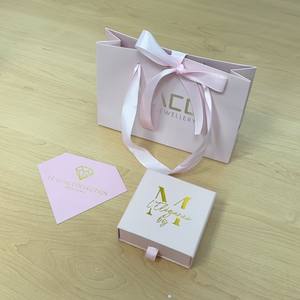 Custom Light Pink <b>Paper</b> Shopping Bags - 667C Pantone Pink with Silver Foil Stamping Logo for Cosmetics Jewelry Packaging - Product Image 3