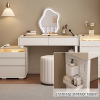 Offre spéciale Coiffeuse noire de luxe Meuble coiffeuse en verre miroir à LED Grand coffre de rangement Coiffeuse pour maquillage Meubles de chambre Vente en gros
