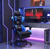 Fauteuil de Direction Ergonomique Réglable Haut de Gamme en Cuir PU, Chaise de Gaming Pivotante avec 3 Niveaux de Réglage à Gaz, Repose-Pieds et Accoudoirs Articulés