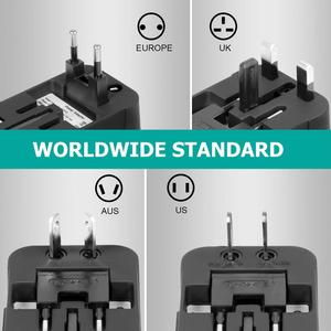 British World Travel <strong>Plug</strong> Adapter with <strong>Portable</strong> Phone Charger 2 USB Ports 3A Rated Current Universal Travel <strong>Socket</strong> - Product Image 4