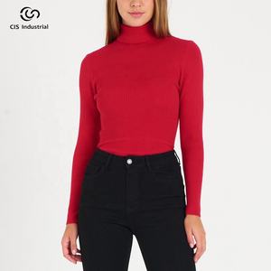 Jersey de invierno ajustado personalizado para mujer, suéter de cuello alto, prendas de punto de manga larga, tejido informal para niña - Product Image 2