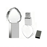 Clé USB en forme de cœur en verre cristal, lecteur flash USB 3.0, clé mémoire 8 Go 16 Go 32 Go, personnalisation du logo, clé USB