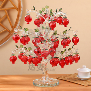 Darz <b>Crystal</b> Pomegranate <b>Tree</b> Red Glass Ornament Home Decoration Wedding Gift - Product Image 1
