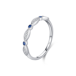 Bague fine en argent Sterling S925, incrustée de pierres bleues en Zircon, réglable, bijoux élégants pour les doigts, cadeau pour les femmes, à porter au quotidien - Product Image 1