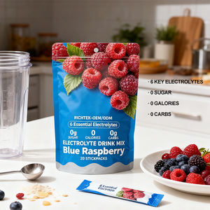 Заводская цена, бренд Richtek, частная торговая марка, Электролитный порошок, смесь для напитков с голубым малиновым вкусом, веганская смесь без сахара - Product Image 3