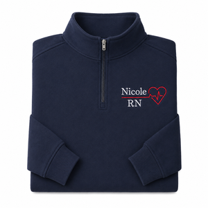 <span class=keywords><strong>Felpa</strong></span> Invernale Personalizzata RN <span class=keywords><strong>con</strong></span> Ricamo a <span class=keywords><strong>Cuore</strong></span> EKG, Regalo per la Settimana dell'Infermiera, <span class=keywords><strong>con</strong></span> Zip a Quarto - Product Image 1