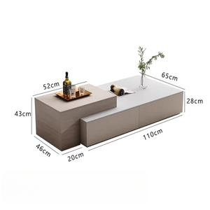 Tavolino da Salotto con Piano Sollevabile, Design Moderno, Rettangolare <span class=keywords><strong>Bianco</strong></span> con Piano <span class=keywords><strong>in</strong></span> <span class=keywords><strong>Legno</strong></span> Effetto Roccia, Tavolo Centrale con Vano Contenitore, Arredamento Minimalista per la Casa - Product Image 5