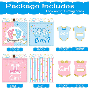Suministros para Fiesta de Revelación de Género Personalizados de Fábrica, Linda Caja de Votación 'Él' 'Ella', 51 Tarjetas de Votación para Juegos de Votación para Baby Shower - Product Image 3