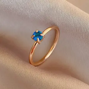 Хорошее, новое мини-кольцо с одним бриллиантом, тонкое кольцо с микро-инкрустированный циркон, изысканное многостильное маленькое кольцо с каратным бриллиантом