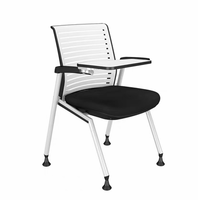 Chaise de conférence pliable moderne avec tableau d'écriture intégré et roulettes, structure en fer, style bureau à domicile
