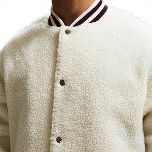 Veste universitaire en polaire pour homme EXPERT HAND INDUSTRY, col montant, fermeture boutonnée, chaude, décontractée, pour l'hiver, coupe classique, Sherpa - Product Image 2