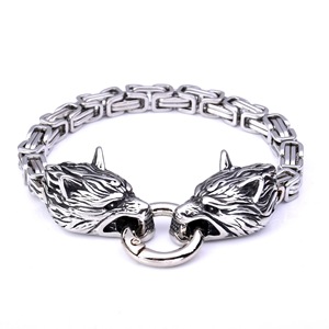 Personalized Men's Stainless Steel Vintage Chain Wristband Viking Fury <strong>Wolf</strong> Design Bracelet Gift <strong>Jewelry</strong> Wholesale - Product Image 1