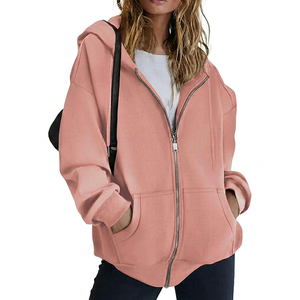 Womens Streetwear Oversized Full <b>Zip</b> Hoodie Custom Logo Premium Cotton Fleece Manufacturer Private Label Supplier - Product Image 1