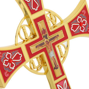 HT Croix Orthodoxe Bénédiction Croix Avec Support <span class=keywords><strong>Pour</strong></span> Église Décoration de La Maison <span class=keywords><strong>Passion</strong></span> de Jésus Icône Rouge et Bleu Enomal Croix - Product Image 4