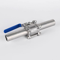 Vanne à boisseau sphérique filetée en 3 parties, durable, industrielle, en acier inoxydable 304, avec extrémité de soudure allongée, 1000WOG, PN16, PN64, poignée à verrouillage, vente directe
